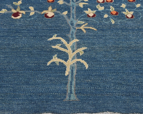 3x5 Blue Kuba Afghan Hand Knotted Wool Area Rug